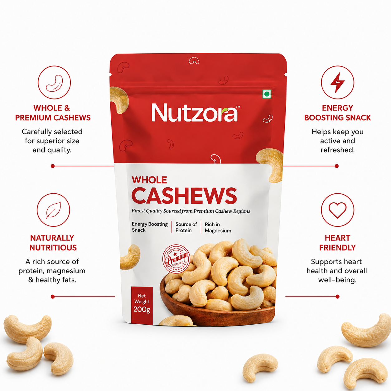 Whole Cashews | Premium Kaju | Energy Boosting Snack