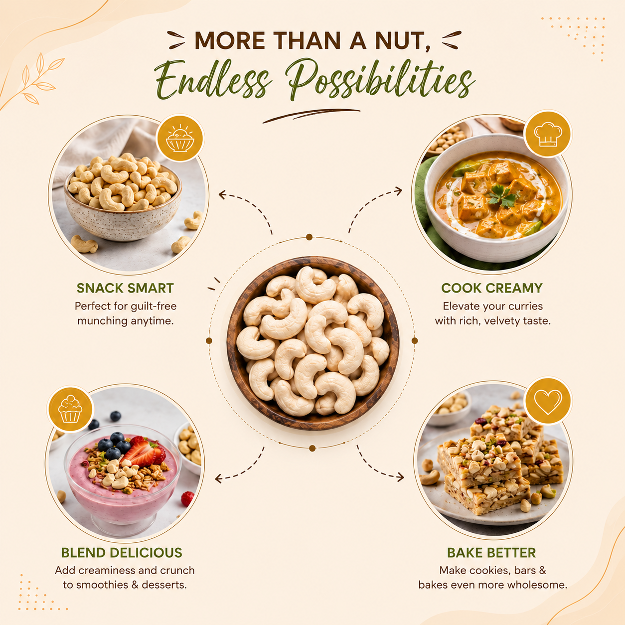 Whole Cashews | Premium Kaju | Energy Boosting Snack