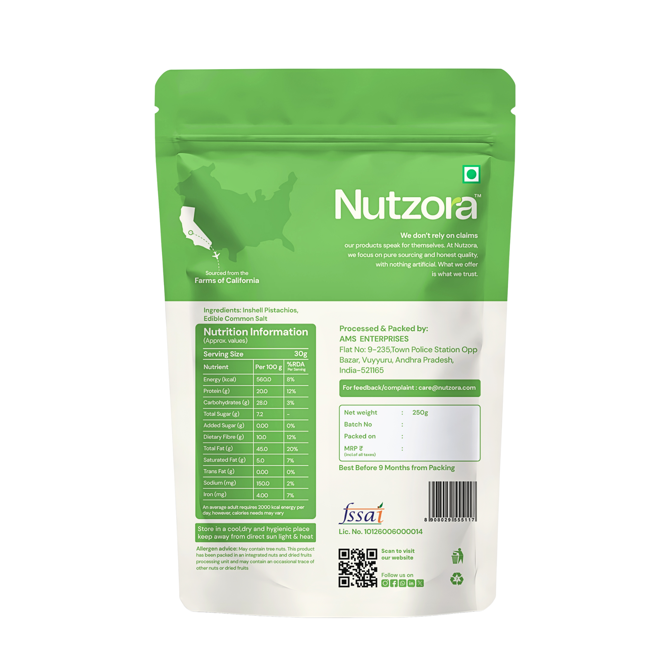 Californian Pistachios | Roasted & Salted | Rich in Protein