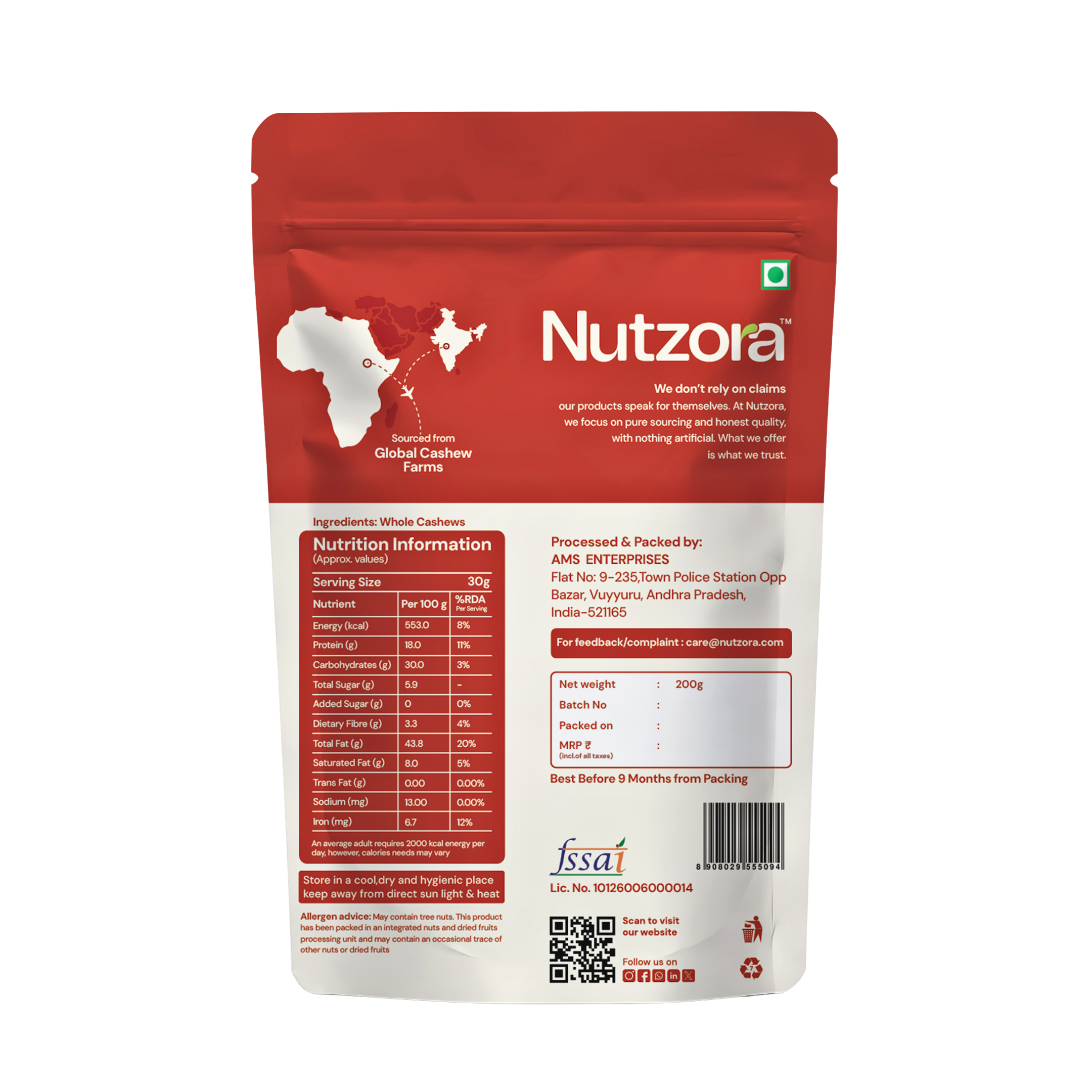 Whole Cashews | Premium Kaju | Energy Boosting Snack